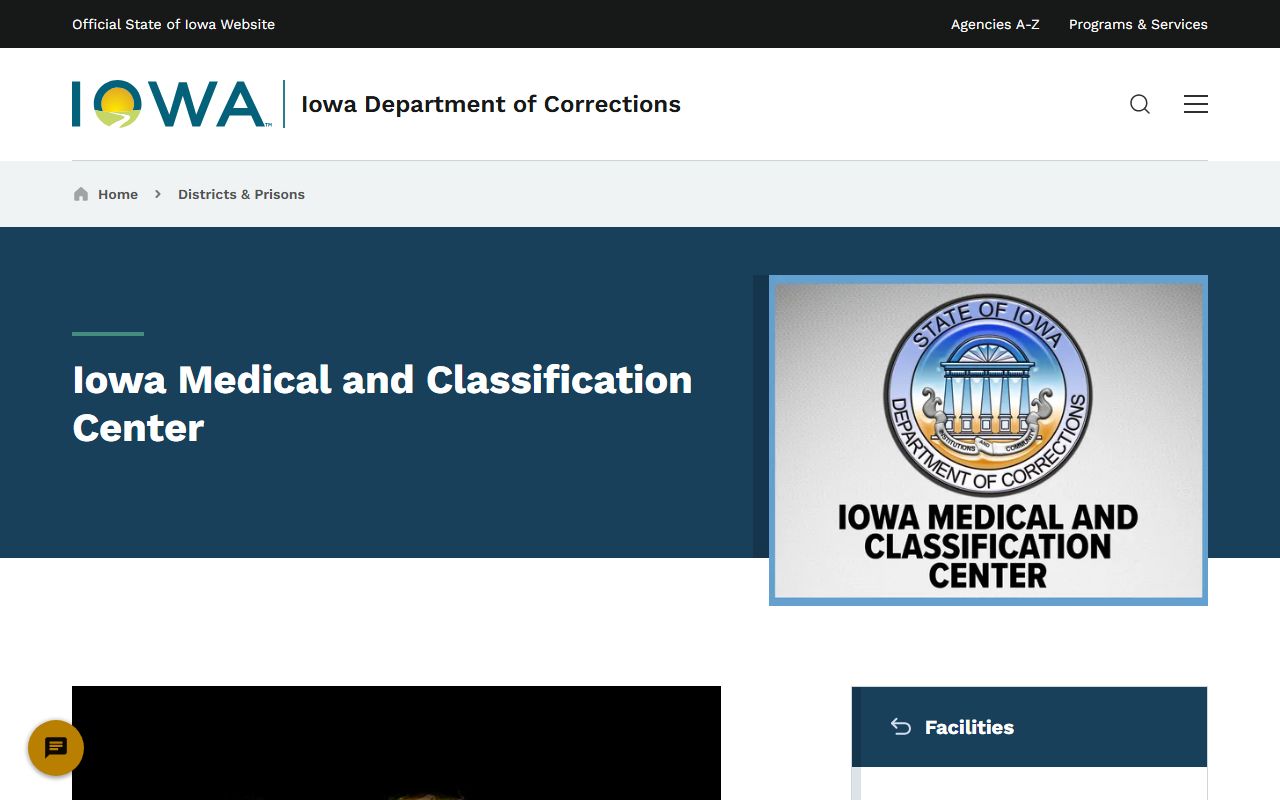 Iowa Medical and Classification Center inmate lookup and facility information page
