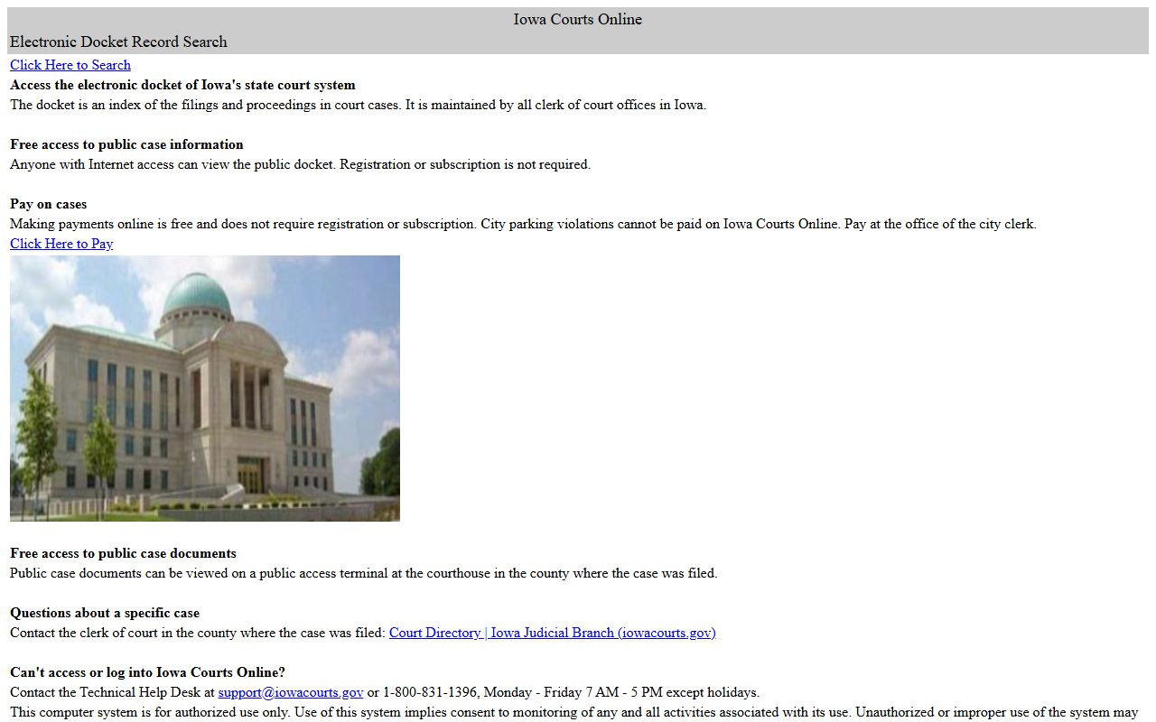 Iowa Courts Online for Johnson County court records after arrest